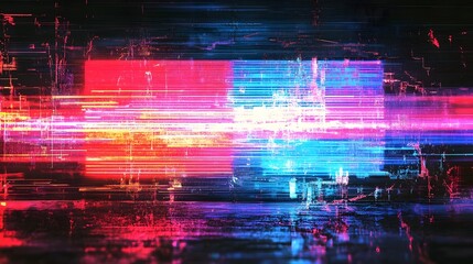 Poster - Mesmerizing abstract digital artwork with pulsing neon gradient lights in a dynamic futuristic motion  Vibrant luminous and electrifying visuals that evoke a sense of energy technology