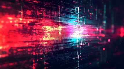 Aufkleber - Mesmerizing abstract digital backdrop with dynamic glitch neon lights futuristic geometric patterns and captivating cyberpunk inspired visual effects