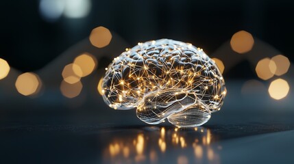 Blue-hued background featuring an abstract digital brain comprised of linked lines and dots, denoting a neural network or stock exchange