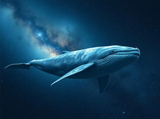 a whale swims in the universe