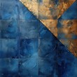 © kramynina - Painting of a blue and gold tile wall with a diagonal design