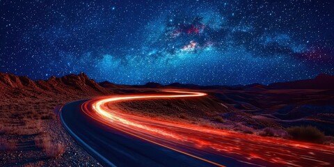 Wall Mural - Long road with a bright orange line