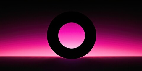 Wall Mural - Black circle with a pink background