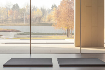 Wall Mural - Calm serenity in a modern wellness space during autumn afternoon