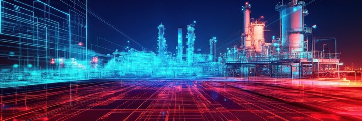 Poster - Thermal imaging analysis reveals detailed gas leak signatures in an industrial facility during nighttime operations. Generative AI