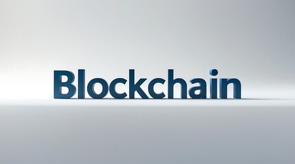 Blockchain technology concept displayed in a minimalistic style on a gray background