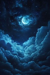 Wall Mural - Night Sky Picture , Beautiful digital image. outdoor, night, cloud, nature, sky, landscape, star, starry, abstract, light, blue, bright, dark, background, beautiful, astrology, astronomy, cloudscape,