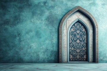 Wall Mural - An ornate arched doorway with intricate designs sits inside a building