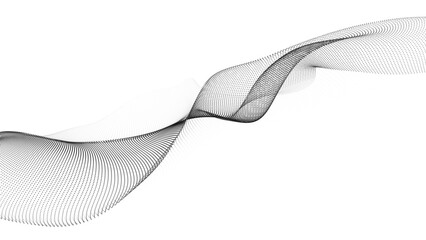 Wall Mural - abstract futuristic wave of black dots moving on a white background. big data. 3d rendering