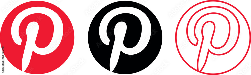 Set of three variations of the Pinterest logo, perfect for editorial ...