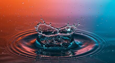 Wall Mural - Colorful Water Droplet Splash Abstract Background Image With Vibrant Colors And Ripples For Artistic Projects