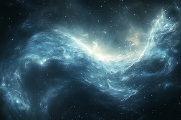Wall Mural - stunning cosmic nebula showcasing vibrant blue and white hues in the depths of space