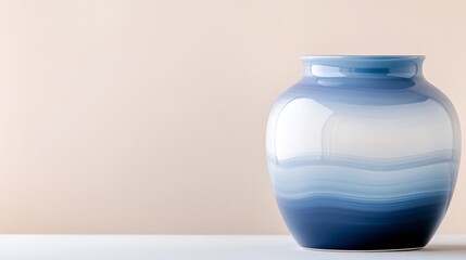 Wall Mural - Elegant blue gradient vase on a minimalistic background, showcasing modern decor aesthetics