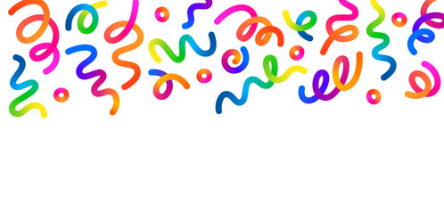 Fototapete - Celebration Background with Colorful Confetti. Abstract Vector Pattern Design. Festive Gradient Ribbons for Birthdays, Carnivals, Anniversaries and Other Party Events