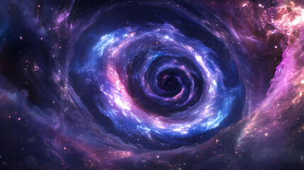Wall Mural - a swirling cosmic vortex with vibrant purple and blue hues, creating a mesmerizing portal effect aga