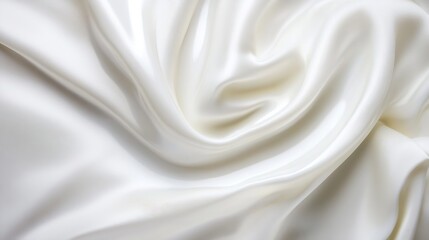 Leinwandbilder - Silky smooth white fabric elegantly draped creating a beautiful flowing texture that captures light : Generative AI