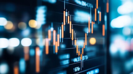 Fototapete - Close Up of Stock Market Graph Displaying Financial Trading Trends in Digital Interface : Generative AI