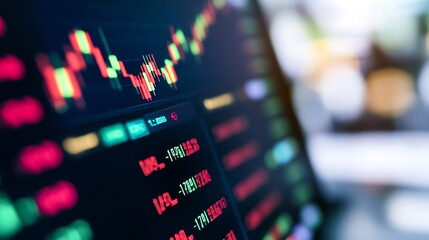 Aufkleber - Dynamic Stock Market Data Visualization with Colorful Graphs and Digital Displays : Generative AI