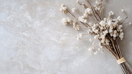Leinwandbilder - Delicate Dried Flower Bouquet Arranged on a Soft Textured Surface : Generative AI
