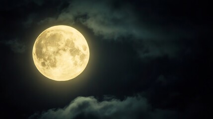 Aufkleber - Stunning full moon illuminates the night sky surrounded by dark clouds creating a mystical atmosphere : Generative AI