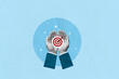 © sichon - Goal and target, action plan, development and strategy concept. Creative art collage of hand holding paper cut with target icon for success