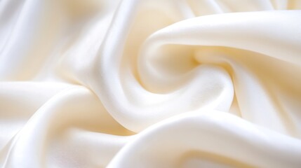 Poster - Elegant draped silky fabric in soft cream color showcasing smooth and rich texture under natural light : Generative AI