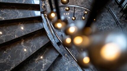 Elegant spiral staircase with modern lighting showcasing luxury and design elements : Generative AI