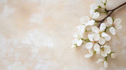 Poster - Delicate cherry blossom flowers on a soft neutral background highlighting the essence of spring and beauty : Generative AI