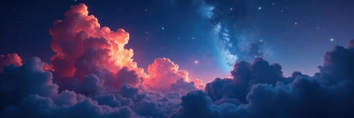 Wall Mural - iridescent nebula clouds glowing softly in darkness, cosmos, nebulae