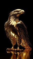 Poster - A majestic golden eagle statue stands proudly