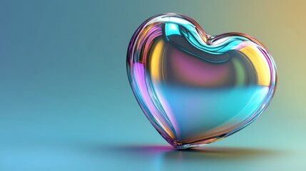 Canvas Print - Iridescent Glass Heart Shape Abstract Art