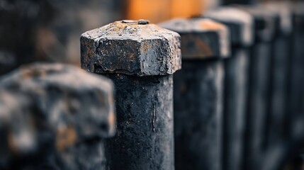 Aufkleber - Detailed close up of a rusty iron post with leaky paint and weathered texture : Generative AI