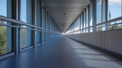 Aufkleber - Bright and Spacious Walkway with Large Windows and Natural Light Creating a Comfortable Feel : Generative AI