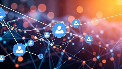 Abstract network connection structure with connecting people and technology concept