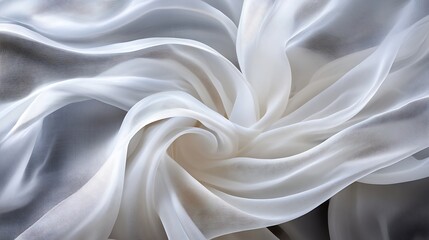 Poster - Delicate white chiffon fabric beautifully draped creating a soft and flowing texture : Generative AI