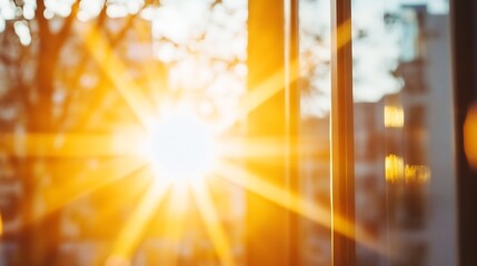 Leinwandbilder - Stunning golden sunlight streaming through windows creating a warm and inviting ambiance indoors : Generative AI