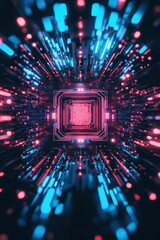 Wall Mural - abstract digital data stream tunnel