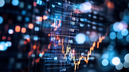 Leinwandbilder - Dynamic abstract stock market graphic showing colorful data trends and financial analytics on a digital display : Generative AI
