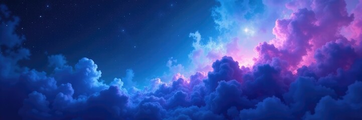 Wall Mural - swirling clouds of blue and purple within a galactic backdrop, blue, nebula, cosmos