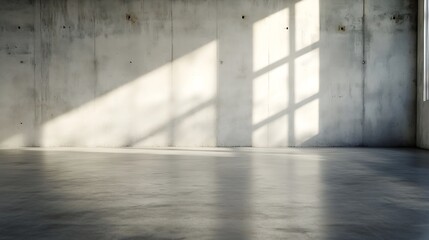 Aufkleber - Minimalist concrete interior space illuminated by natural light creating striking patterns and shadows : Generative AI