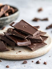 Aufkleber - Delicious dark chocolate pieces arranged on a plate perfect for dessert lovers : Generative AI