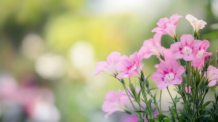 Poster - Beautiful arrangement of pink flowers blooming in a soft and dreamy garden setting : Generative AI