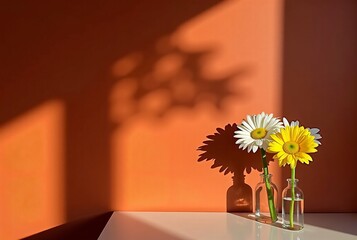 Wall Mural - vibrant floral arrangement against warm backdrop