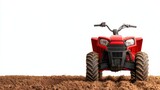Utility quad bike with tool attachments, isolated, farm and field ready