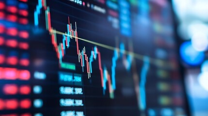 Poster - CloseUp of Stock Market Data on Digital Screen Showing Increased Trading Activity : Generative AI