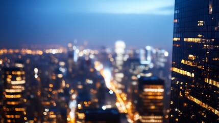 Aufkleber - Blurred city skyline at night with sparkling lights and a dreamy atmosphere : Generative AI
