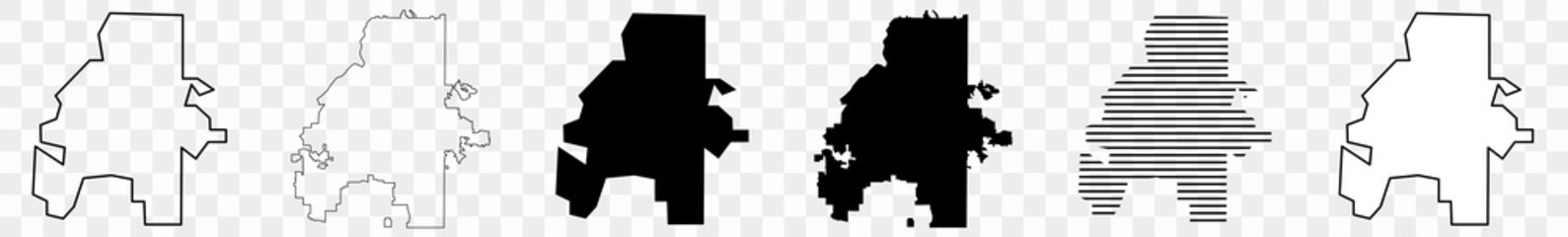 Wall Mural - atlanta city map black | united states georgia town border | us american city | transparent isolated