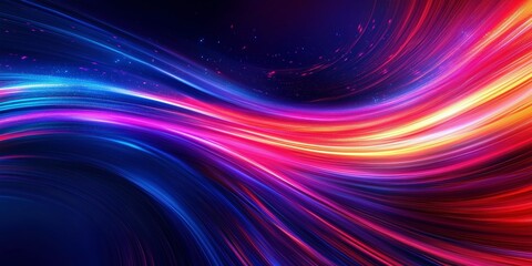 Wall Mural - digital abstract background featuring smooth flowing light streaks in vibrant shades of blue, pink, 
