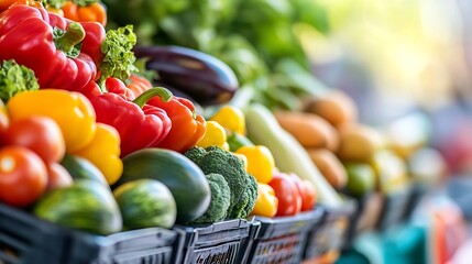 Poster - Vibrant display of fresh vegetables at a farmers market showcasing healthy organic produce : Generative AI