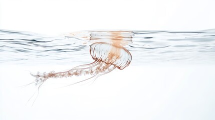 Wall Mural - Translucent Jellyfish Floating Gracefully Underwater with Soft Light and Rippling Water